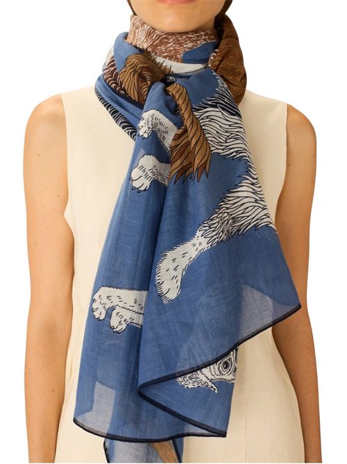 sciarpa donna 100x190 fantasia toutou blu Inoui Editions | SCARF100-TOUTOUBLUE